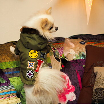 【ミリタリーワッペンコート】犬服 犬 服 好き 名入れ 名前入り 名前入れ プレゼント ギフト おしゃれ かわいい ジャケット コート アウター 冬服 あたたかい おすすめ 小型犬 トイプードル チワワ ドッグウェア 秋冬 犬の服 敬老の日