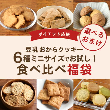 豆乳おからクッキー 福袋 ミニサイズ(6種各1袋)おまけつき! お試し ハード 低糖質 ダイエット食品 満腹感 置き換え お菓子 ダイエットクッキー スイーツ 詰め合わせ 福袋 2021 食品 2021年 送料無料 TSG TN