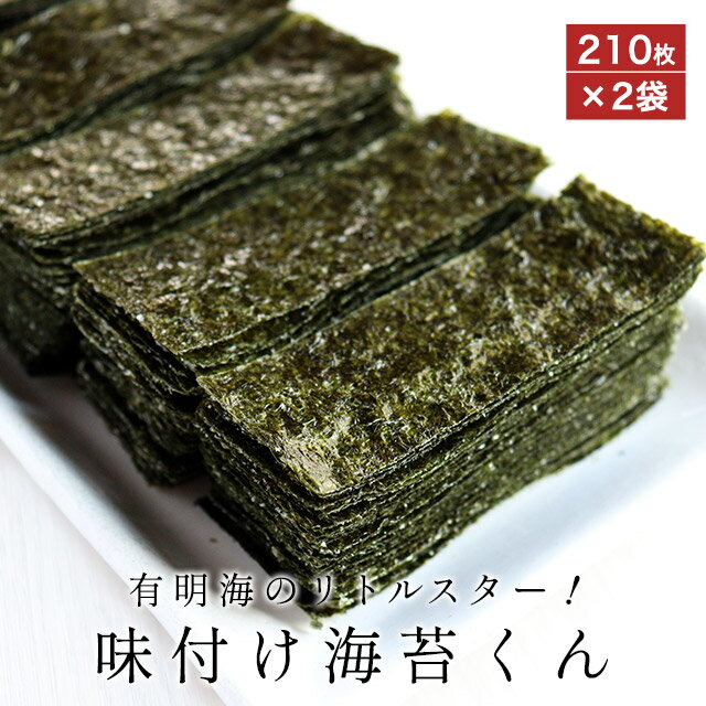 味付け海苔 12切 2袋セット（210枚×2袋） 有明海のリトルスター 味付け海苔くん　訳あり 送料無料 味付けのり 味海苔 味付き海苔 味付海苔 おつまみ海苔 業務用 ワケあり ワケアリ グルメ食品 国産 日本生まれ！規格外の助っ人 TSG