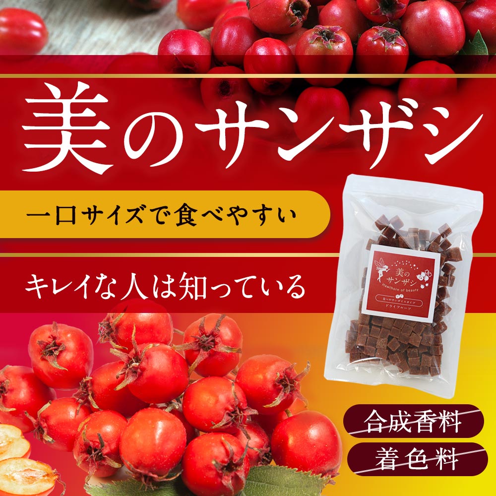 サンザシ ドライフルーツ (200g) さんざし 乾燥 果物 山査子 ビタミン ミネラル カルシウム リン 鉄分 ダイスカット 甘酸っぱい 健康 美容 栄養 おやつ 朝食に 合成香料・着色料不使用 送料無料 2