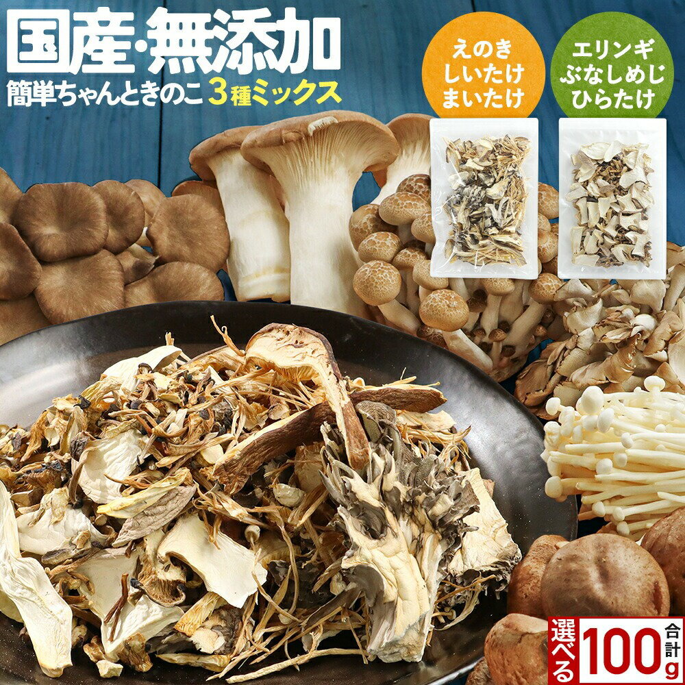 ブドウ糖不使用 乾燥きのこミックス 2種から選べる 3種ミックス100g (50g×2袋) 乾燥野菜 簡単ちゃんと..