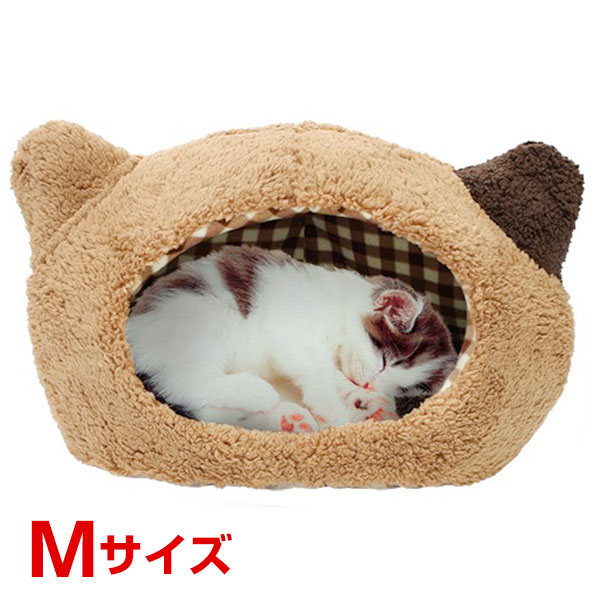 【あす楽】スーパーキャット ぬくふかハウス猫型 M ブラウン×ブラウンチェック 4973640006328 #w-143571-00-00 [CTA]