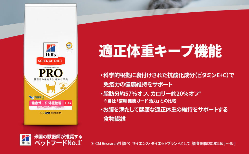 サイエンスダイエット プロ 猫用健康ガード 体重管理 1.5kg [500g×3袋分包] / 1歳〜6歳の成猫用[RC2104]