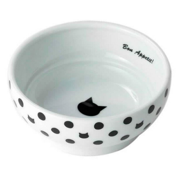 猫壱 ハッピーダイニング フードボウル 水玉 食器 磁器 餌皿 4580471861950 #w-155185-00-00