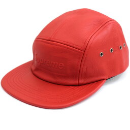 【未使用】SUPREME シュプリーム 2019SS PEBBLED LEATHER CAMP CAP OS BOX LOGO RED 赤 帽子 ボックスロゴ（F) 【中古】