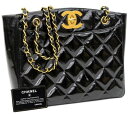 【CHANEL】シャネル ココマーク エナメル チェーンショルダー ブラック G金具【中古】