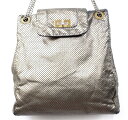 【CHANEL】シャネル パンチング パンチングレザー チェーンショルダー レザー ショルダーバッグ ハンドバッグ シルバー【中古】(4)