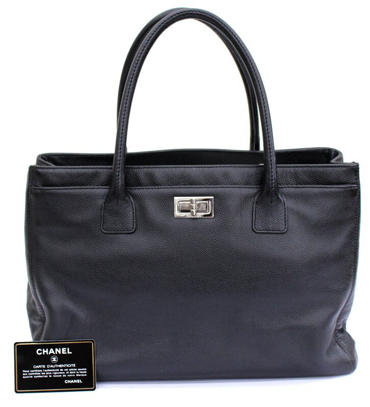【CHANEL】シャネル エグゼクティブトート キャビアスキン レザー ハンドバッグ シルバー金具 ブラック【中古】のサムネイル