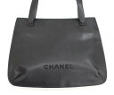 【CHANEL】シャネル カーフ型押し ショルダーバッグ ブラック ココマーク 【中古】