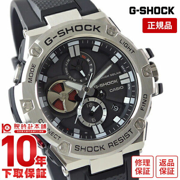 商品情報カシオ Gショック G-SHOCK Bluetooth GST-B100-1AJF メンズタフネスを追求し進化を続けるG-SHOCKから、G-STEEL初のアナログ表示によるクロノグラフを搭載したNewモデルが登場。全てのインダイアルに耐衝撃構造を備えたアナログ表示を実現。ジェット機エンジンの重厚なブレードをモチーフにデザインを施し、ディスク針を動かす面白さと、文字板の組み合わせによるG-SHOCKならではのデザインに仕上げ、まさにタフな「クロノグラフ」を完成させました。Bluetooth通信機能やタフソーラーを搭載。 GSTB1001AJFブランド名カシオ Gショック Bluetooth型番GST-B100-1AJF文字盤カラーブラック・黒ケース素材樹脂ベルトカラーブラック・黒ベルト素材樹脂(ベルト素材)/ウレタン・その他(ベルトタイプ)駆動方式クオーツ(ソーラー式)表示方式アナログ防水性能防水性 20気圧（200m)(防水性)寸法ケースサイズ：約58x59x14mm (縦x横x厚)腕周り：約150〜205mm重量：約101g--風防ミネラルガラス(風防)ベルト中留穴留め式/ピンバックル仕様耐衝撃構造ねじロック式りゅうずタフソーラーモバイルリンク機能デュアルタイムストップウオッチ(1秒、24時間計、スプリット付き)タイマー時刻アラームバッテリーインジケーター表示パワーセービング機能日付・曜日表示フルオートカレンダーLEDライトフル充電時約5ヶ月可動(パワーセービング時約24ヶ月)付属品専用ケース取扱説明書保証書--種別正規品メンズ商品状態 新品丸型備考-※複数の店舗で販売する関係上、ご注文商品が売り切れる場合がございます。ご注文後に在庫の有無をメールでご案内差し上げますので、あらかじめご了承ください。※当店取扱いの商品には、メーカー在庫も含まれております。在庫の確認には3営業日程度かかることがございます。※掲載画像と実商品のカラーが若干異なることがございます。※デザイン・カラー・付属品等の仕様変更により掲載情報と異なる場合がございます。Gショック衝撃に強い、タフネス構造アナデジモデルファッション・機能性のあるデザインタフソーラーカシオ独自のソーラー充電システム豊富な機能日付・曜日表示搭載カジュアルスタイルにマッチ合わせやすいカラーリング穴留め式サイズ調整不要のベルトビス止め式20気圧の防水性能当店限定特典数量限定ノベルティ付