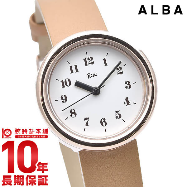 セイコー アルバ SEIKO ALBA Riki レディース AKQK449 腕時計 ホワイト×ライトブラウン 革ベルト 時計【あす楽】