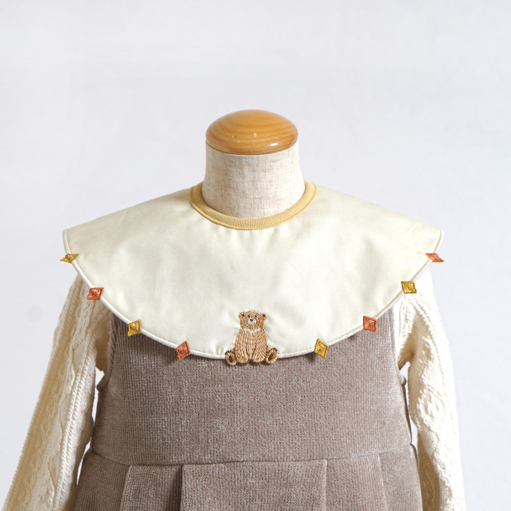 【10mois公式】刺繍スタイ きつね×クローバー・くま×ダイヤ・スワン×ハート・ぞう×...