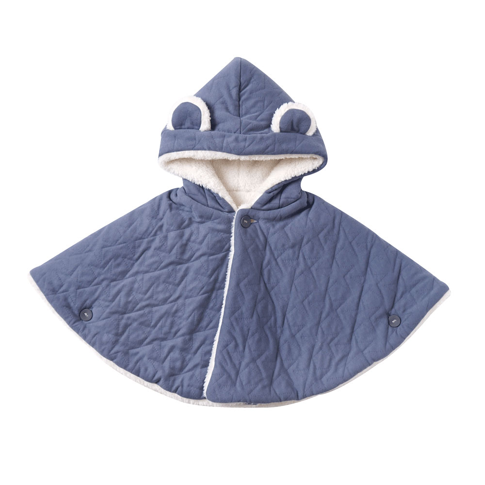 【今季分完売】【10mois 公式】starキルト 耳つきマント ブルー 新生児〜100cm / 10mois ディモワ[ベビーマント 日本製 赤ちゃん 出産準備 出産祝い ギフト くま耳 耳つき 防寒アイテム あったか 冬 送料無料] 3