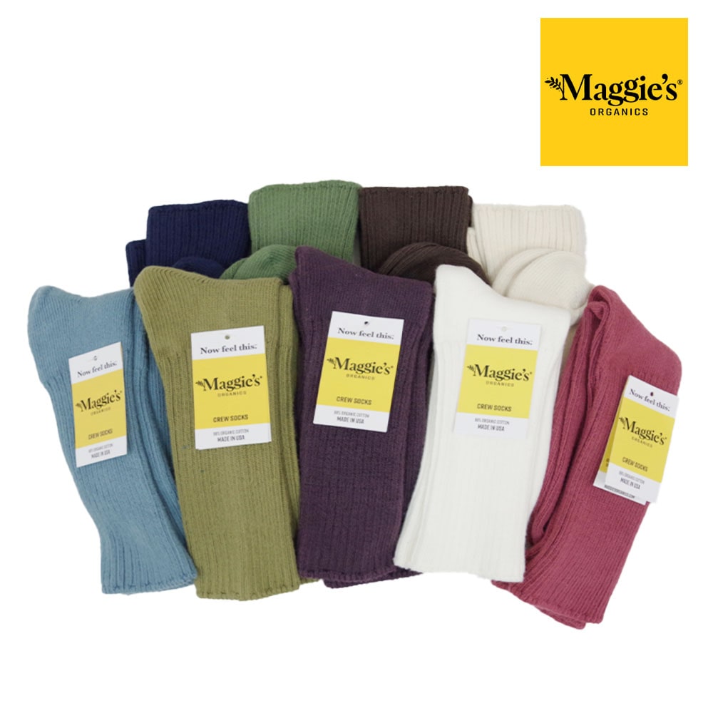 楽天10ver【Maggies Organics（マギーズ オーガニックス）】Made In USA ORGANIC COTTON CREW SOCKS USA製オーガニックコットン クルーソックス