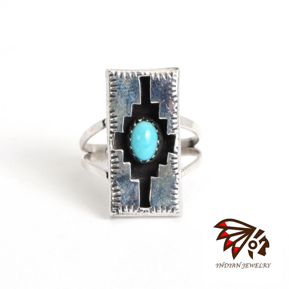 Navajo kingman turquoise rectangle ring Felix Perry ナバホ キングマンターコイズ 長方形リング フェリックス・ペリー作