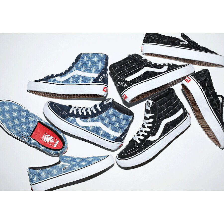 VANS バンズ SUPREME X SLIP-ON 'BLACK HOLE PUNCH DENIM' シュプリーム×スリップ オン 