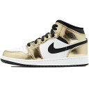 NIKE ナイキ AIR JORDAN 1 MID SE GS 'METALLIC GOLD' キッズサイズモデル エア ジョーダン ワン ミッド スペシャルエディション "メタリック ゴールド" キッズ レディース スニーカー METALLIC GOLD/BLACK-WHITE-BLACK DC1420-700