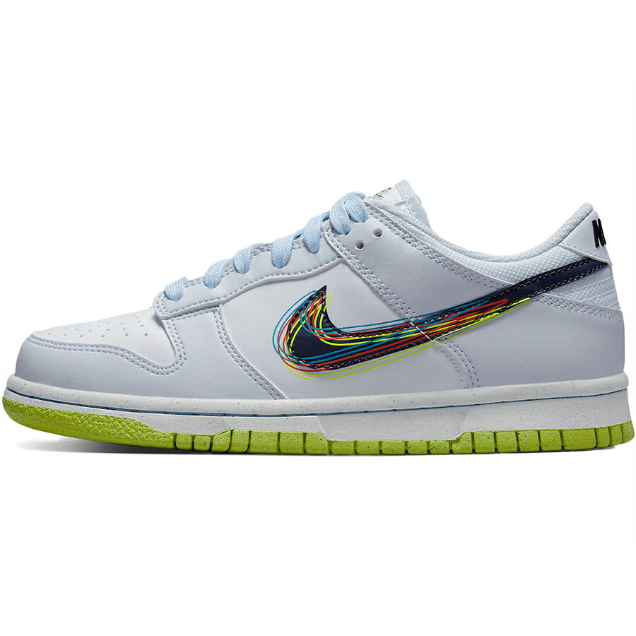 NIKE ナイキ DUNK LOW GS '3D SWOOSH' キッズサイズモデル ダンク ロー '3D スウッシュ ' キッズ レディース スニーカー WHITE/BLACKENED BLUE/VOLT DV3478-100