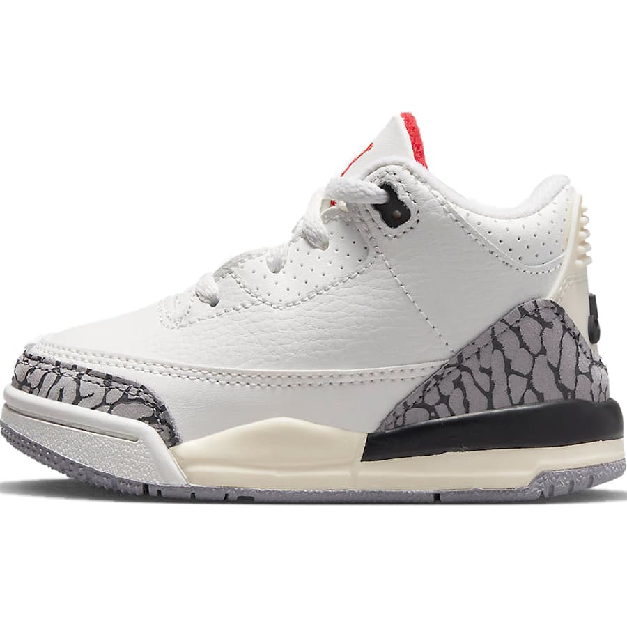 NIKE ナイキ TD AIR JORDAN 3 RETRO 039 WHITE CEMENT REIMAGINED 039 ベビーサイズモデル エアジョーダン3 レトロ ホワイトセメント リイマジンド ベビー キッズ スニーカー SUMMIT WHITE/FIRE RED/BLACK/CEMENT GREY DM0968-100【海外展開 日本未入荷】