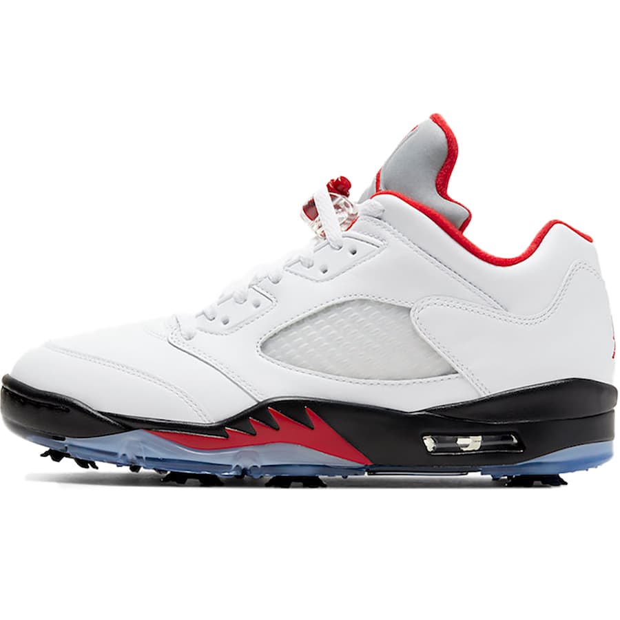 NIKE ナイキ AIR JORDAN 5 LOW GOLF 039 FIRE RED 039 エア ジョーダン 5 ロー ゴルフ ファイア レッド メンズ レディース スニーカー WHITE/BLACK/METALLIC SILVER/FIRE RED CU4523-100【限定完売モデル】