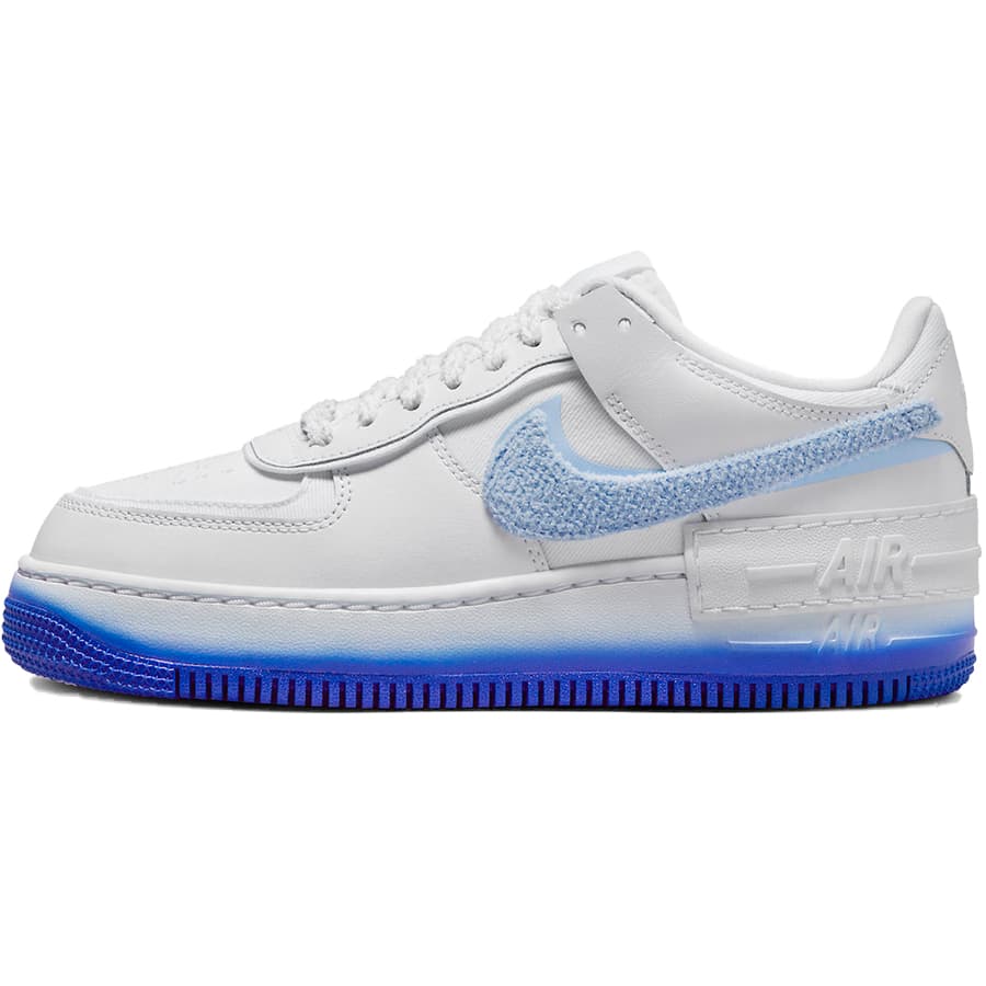 NIKE ナイキ WMNS AIR FORCE 1 SHADOW 'CHENILLE SWOOSH BLUE TINT' ウィメンズサイズ モデル エア フォース 1 シャドウ 'シェニール スウッシュ ブルー ティント' レディース メンズ スニーカー WHITE/BLUE TINT/PINK SPELL/RACER BLUE FJ4567-100