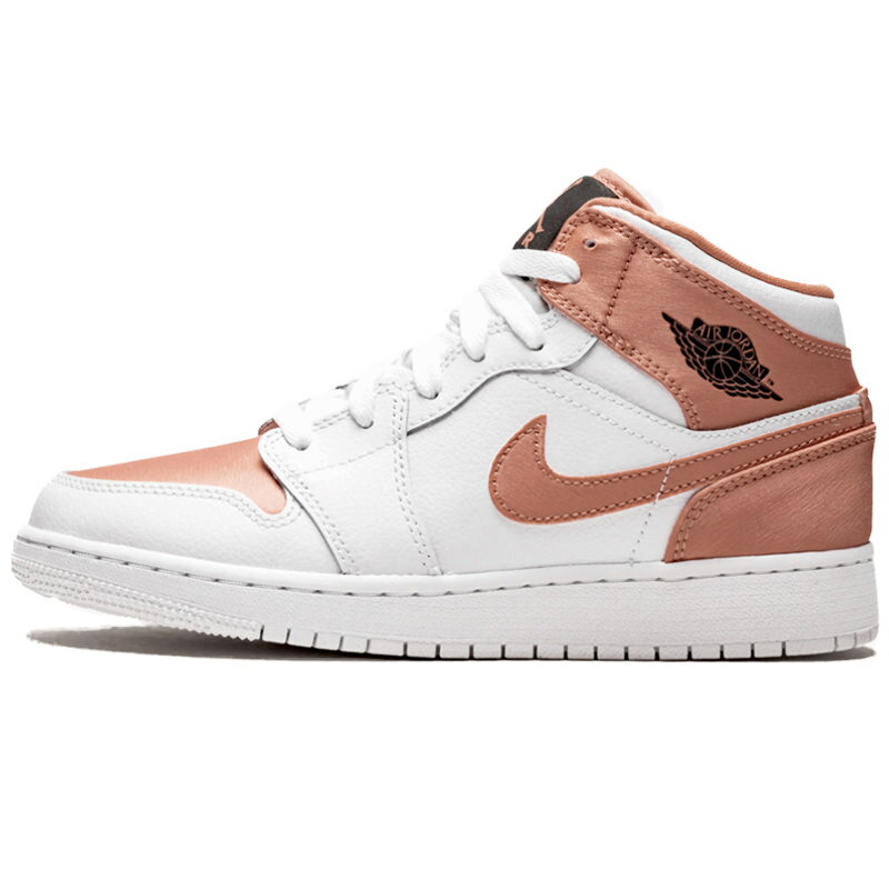 NIKE ナイキ AIR JORDAN 1 MID GS 'WHITE ROSE GOLD' エア ジョーダン ワン ミッド ビッグキッズモデル "ホワイト ローズ ゴールド" キッズ レディース スニーカー WHITE/ROSE GOLD/BLACK ホワイト/ローズゴールド/ブラック 555112-190【海外展開 日本未入荷】