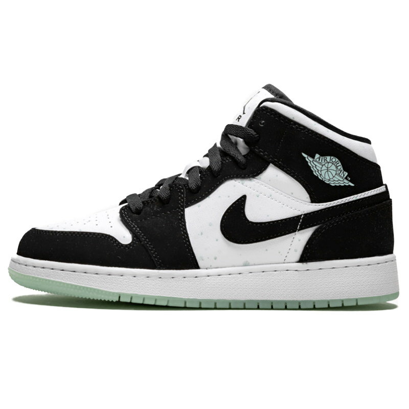 NIKE iCL AIR JORDAN 1 MID SE GS 'WHITE BLACK' GA W[_  ~bh XyVGfBV rbOLbYf 