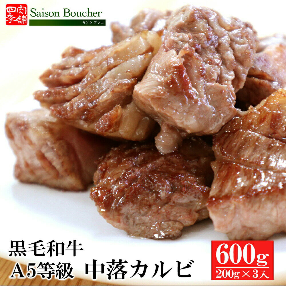 黒毛和牛A5等級中落ちカルビ 600g(200g×3)【焼肉 BBQ 牛肉ギフト 内祝 プレゼント 食べ物 父の日 母の日 敬老の日 】