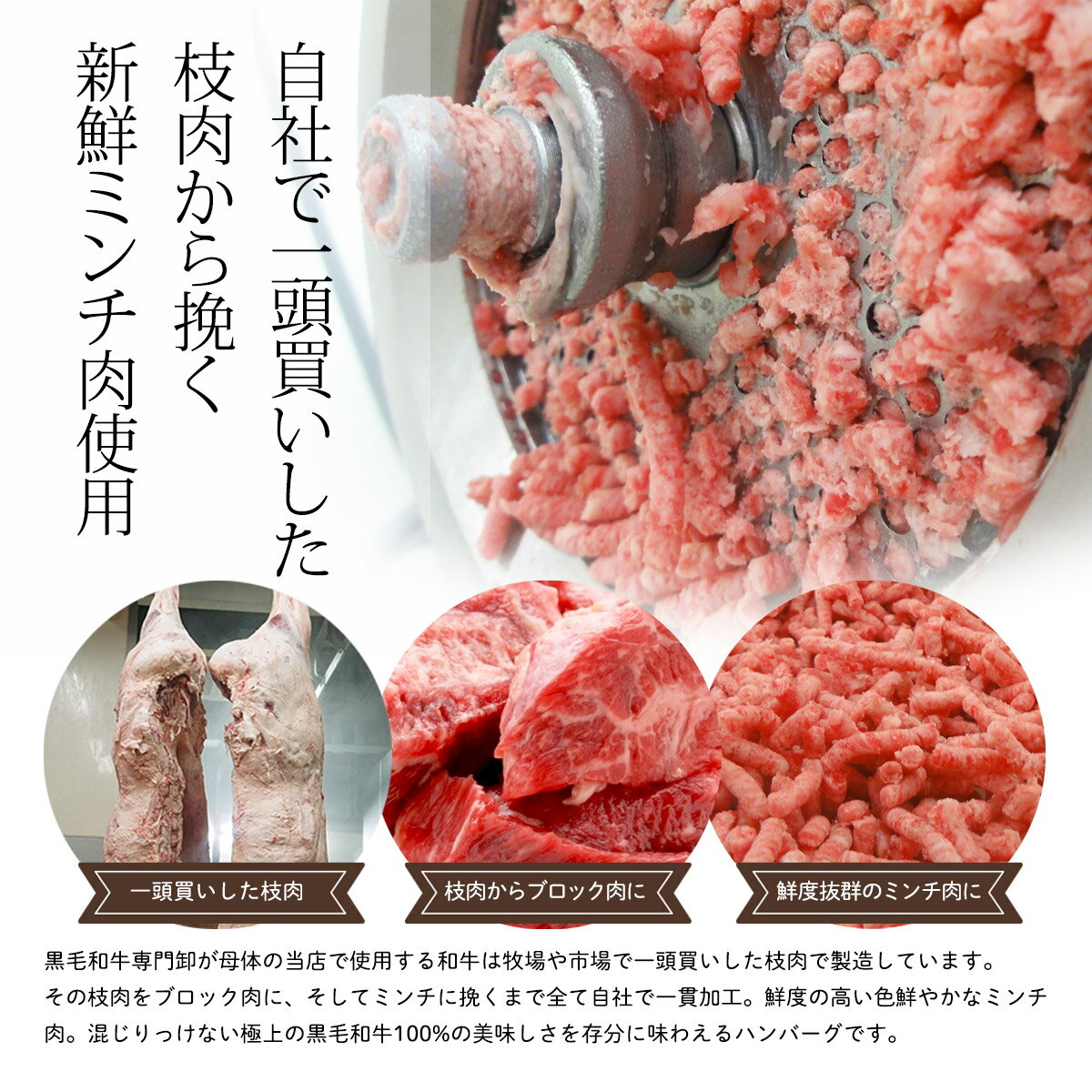 黒毛和牛 100% 手作り ハンバーグ 150g×8個 【 送料無料 お中元 ハンバーグ ギフト 牛肉 和牛 お肉 肉 惣菜 御歳暮 御中元 お歳暮 お中元 内祝い プレゼント 手作り 食べ物 父の日 母の日 敬老の日 】 3