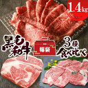 【 送料無料 総重量1.4kg】 黒毛和牛サーロイン ・リブロース 3種食べ比べ福袋【 送料無料 ステーキ 焼肉 スライス 食べ物 厳選黒毛和牛 食べ物 お取り...