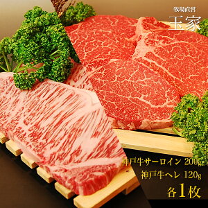 【送料無料】【神戸ビーフ ギフト】神戸牛 サーロインステーキ肉200g＆へレステーキ肉 120g 各1枚（冷蔵）国産 牛肉 内祝い ヒレ ステーキ フィレ 肉 牛肉 贈答 お返し お取り寄せグルメ 巣ごもり 自粛 復興応援