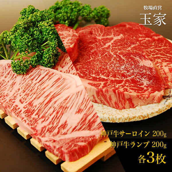 贈答 内祝い 御礼 肉 ギフト 肉  ｜神戸牛 サーロインステーキ肉200g＆ランプステーキ肉 200g 各3枚（冷蔵）国産 牛肉 内祝い ランプ ステーキ 肉 牛肉 贈答 お返し お取り寄せグルメ 巣ごもり 自粛 復興応援