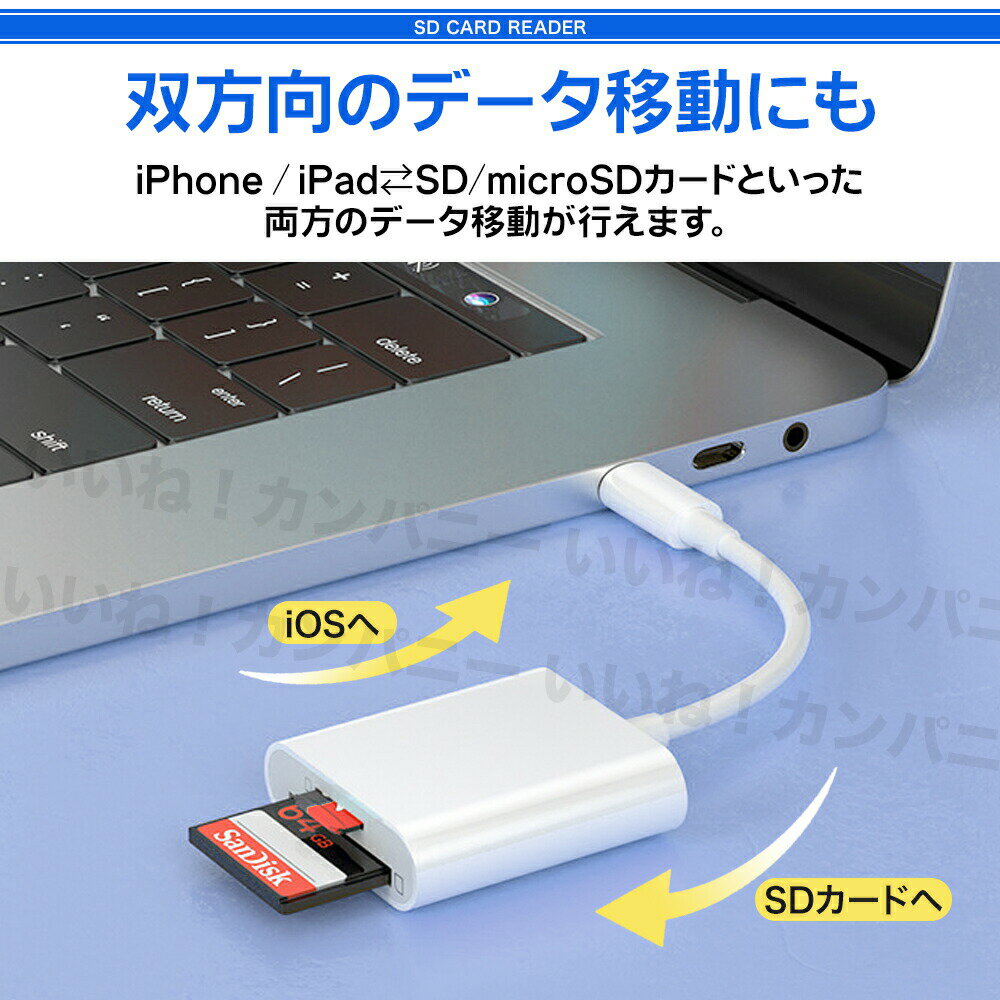 ＼楽天1位獲得／ SDカードリーダー iphone15対応 2in1 iPhone iPad typec アンドロイド Android MicroSD SDカード TFカードリーダー ビデオ 双方向 高速データ転送 バックアップ 写真 移動 3