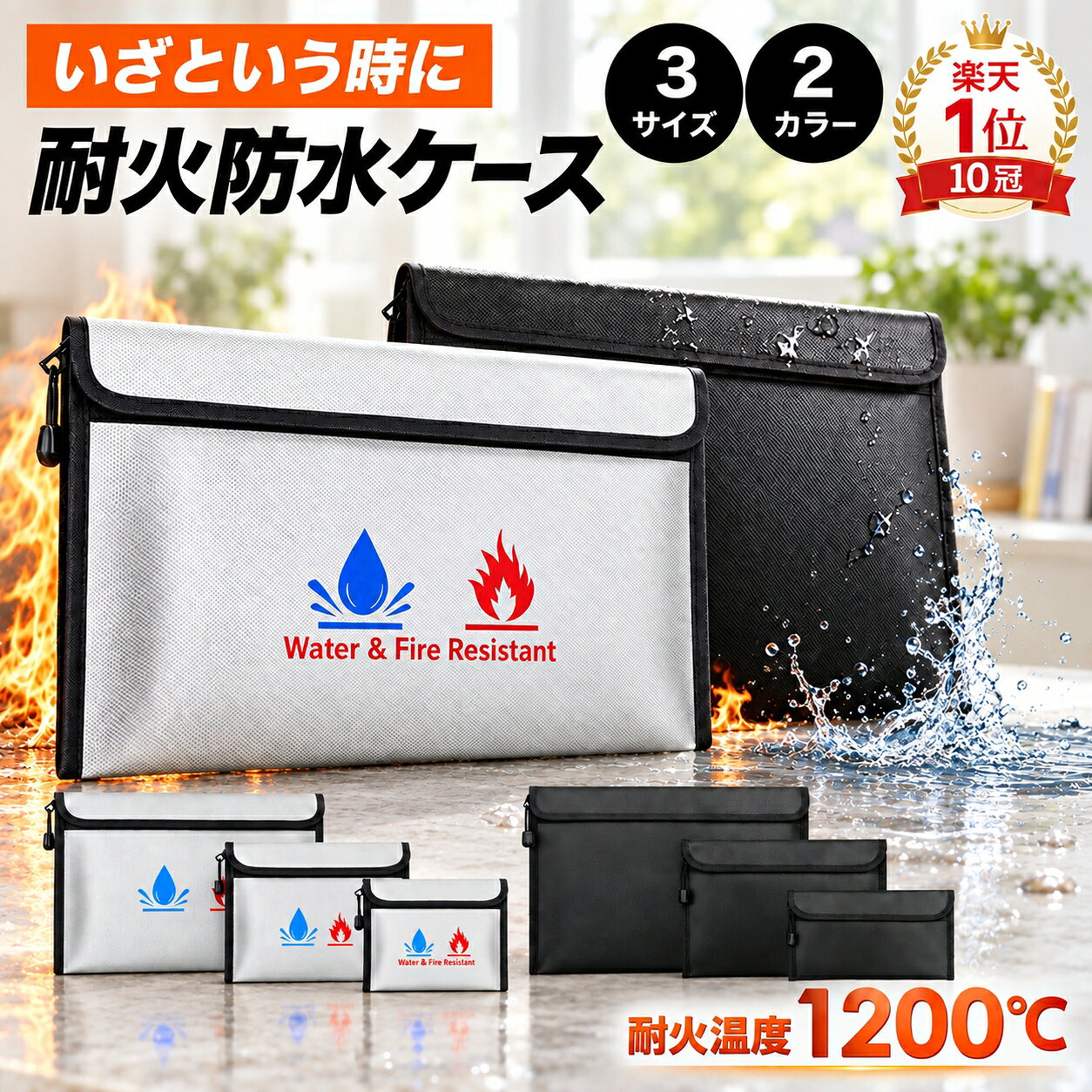 ＼楽天1位！防災士監修／耐火防水ケース モバイルバッテリー バッテリーケース 耐火袋 耐火バッグ 耐火ケース 防災バッグ セーフティバッグ 防水ケース 耐火金庫 収納 防水 防災