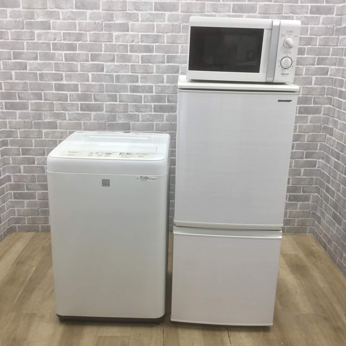 家電セット 3点セット シャープ 冷蔵庫 137L パナソニック 洗濯機 5.0kg ヤマゼン 電子レンジ 【中古】