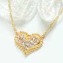 ネックレス -Love Heart- 永遠のモチーフ、ハート。 パヴェダイヤを可愛い粒で取り囲んだ しっとり大人のハート。 K10イエローゴールドネックレス 【4月の誕生石】シンプル おしゃれ プレゼント 女性