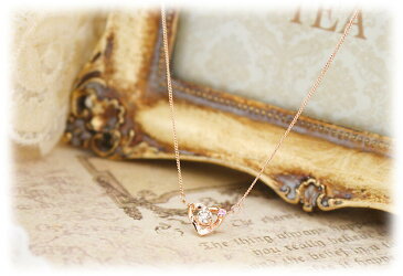 ☆Sweet Heart・Pink☆0.12カラットの一粒ダイヤモンドを主役に!恋のお守りピンクサファイアを添えたラブリーハート!ピンクゴールドネックレス誕生日 プレゼント