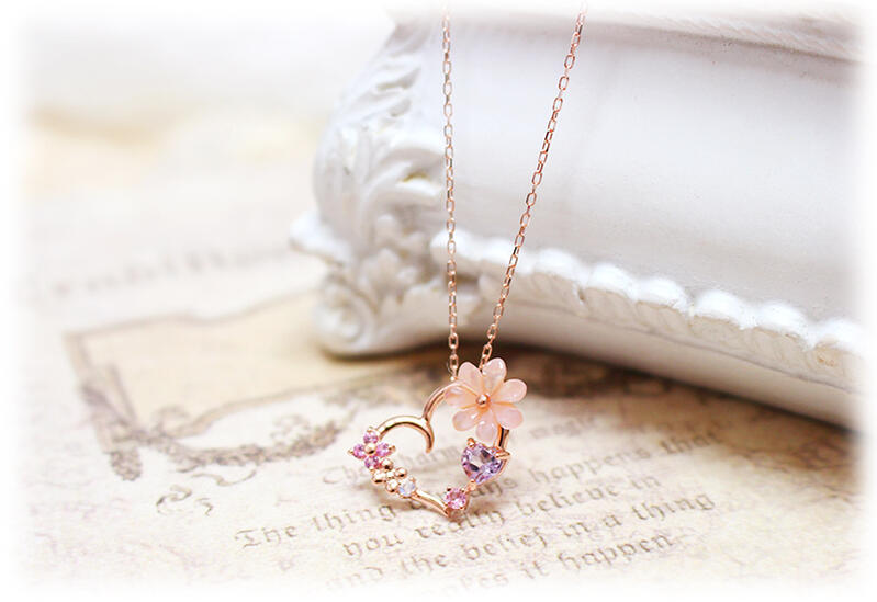 ネックレス レディース -Happy Flower-お花やハートを集めた、とびっきりのデザイン！桃蝶貝 アメシスト ピンクサファイア…K10ピンクゴールドネックレス誕生石 K10 10k PG送料無料 ジュエリー アクセサリー ギフト 大人 おしゃれ バレンタイン格安通販　バレンタイン　人気　ランキング