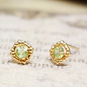 ピアス ピアス 18k ピアス K18素材が嬉しい!ペリドットをシンプルに仕上げた、クッキーみたいなピアス 18k イエローゴールド 8月の誕生石 18金 女性 金属アレルギー アクセサリー 女性 嫁 母 妻 シンプル 上品 ラッピング無料