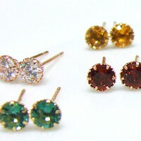 【お得価格】【特価】【ネコポス 送料無料】お好きな色を選んで!4mmの大粒カラーストーンが映える、シンプルスタッドピアス『ファヴォリ』K10【誕生石】【シンプル】 誕生日 プレゼント 10K 10金【11時のTeatime おしゃれ レディース バレンタイン】