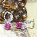 ピアス プリンセス気分…!ルビーを大切に留めました。くるくるラインにキュービックがキラリ★K14ホワイトゴールドピアス☆7月の誕生石 シンプル レディース おしゃれ かわいい 普段使い シンプル 小ぶり 小さめ アクセサリー ラッピング無料