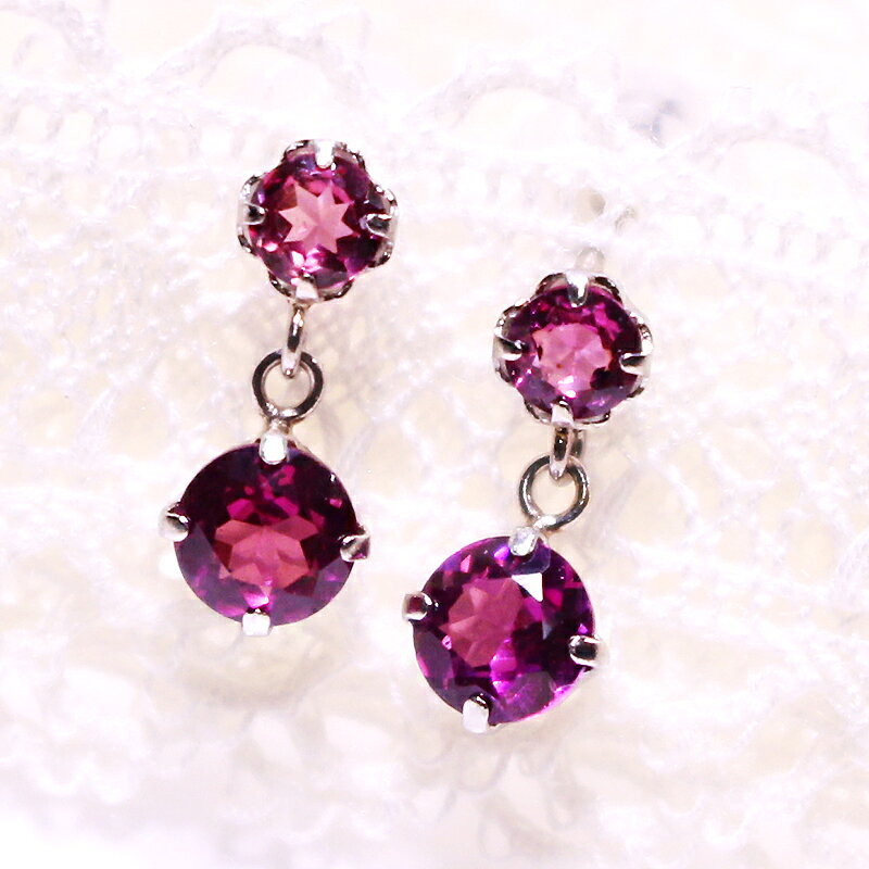 Garnet - ピアス 勝負運アップ 1月の誕生石ロードライトガーネットは勝利の石・・★ロードライトガーネット×プラチナ900【1月の誕生石】 シンプルピアス Pt プラチナ レディース おしゃれ アクセサリー ジュエリー プレゼント
