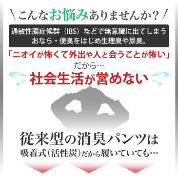 【消臭パンツ】おなら臭(ガス)微量便臭の拡散を防ぐ!デオルガードパンツ MEN LLサイズ3枚組│おならパンツ 過敏性腸症候群 IBS おなら臭パンツ 便臭パンツ 便臭 生理臭 尿臭 尿もれ 消臭下着 消臭インナー 男性 日本製