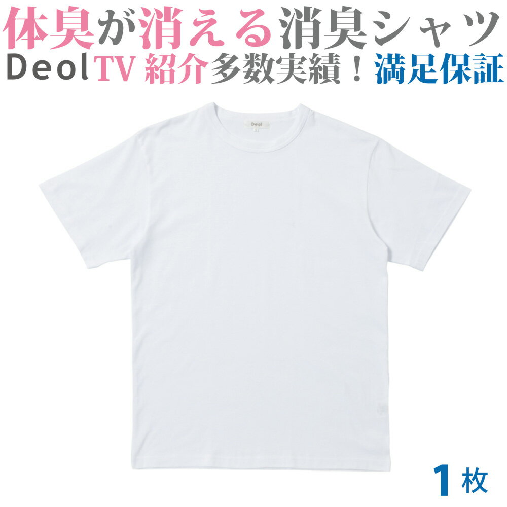 ＼クーポン発行中／【消臭シャツ】デオル クルーネックTシャツ Lサイズ2枚組 | ワキガ わきが わき臭 ワキ臭 消臭 対策 衣類臭 体臭 加齢臭 男性 メンズ インナー 下着 肌着 綿100% 白 ホワイト 体臭 臭い 消し 臭わない 汗 お買い得 まとめ買い 興和堂【あす楽】