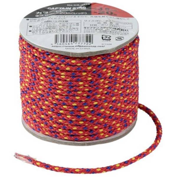 キャプテンスタッグ カラーロープ3.5mmX20m(レッド) UA4535