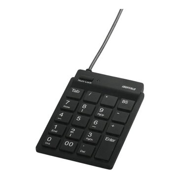 スリムテンキーボード USB2.0ハブ(2ポート)/Tabキー付き ブラック BSTKH08BK