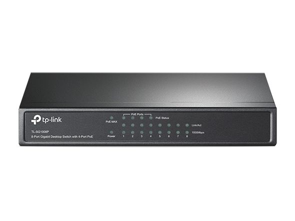 8ポート ギガビット デスクトップスイッチ (4 ポートPoE)