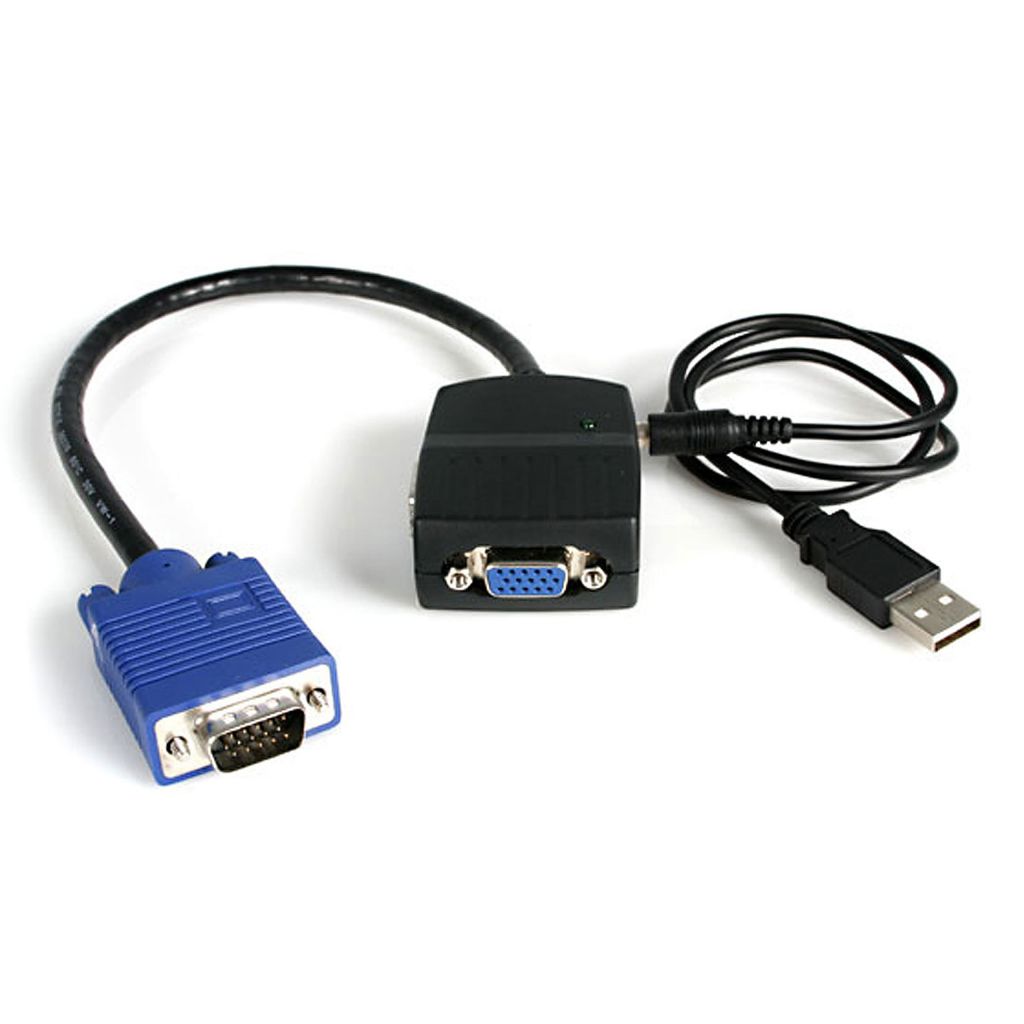 2ポートVGAディスプレイ分配器 2x VGA/アナログRGB スプリッタ/Splitter USBバスパワー供給 1x VGA (D-Sub15ピン) オス-2x VGA (D-Sub15ピン) メス 2048x1536