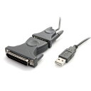 USB-RS232Cシリアル変換ケーブル (DB9-DB25変換コネクタ付き) 1x USB A オス-1x DB-9(D-Sub 9ピン) オス シリアルコンバータ/変換アダプタ