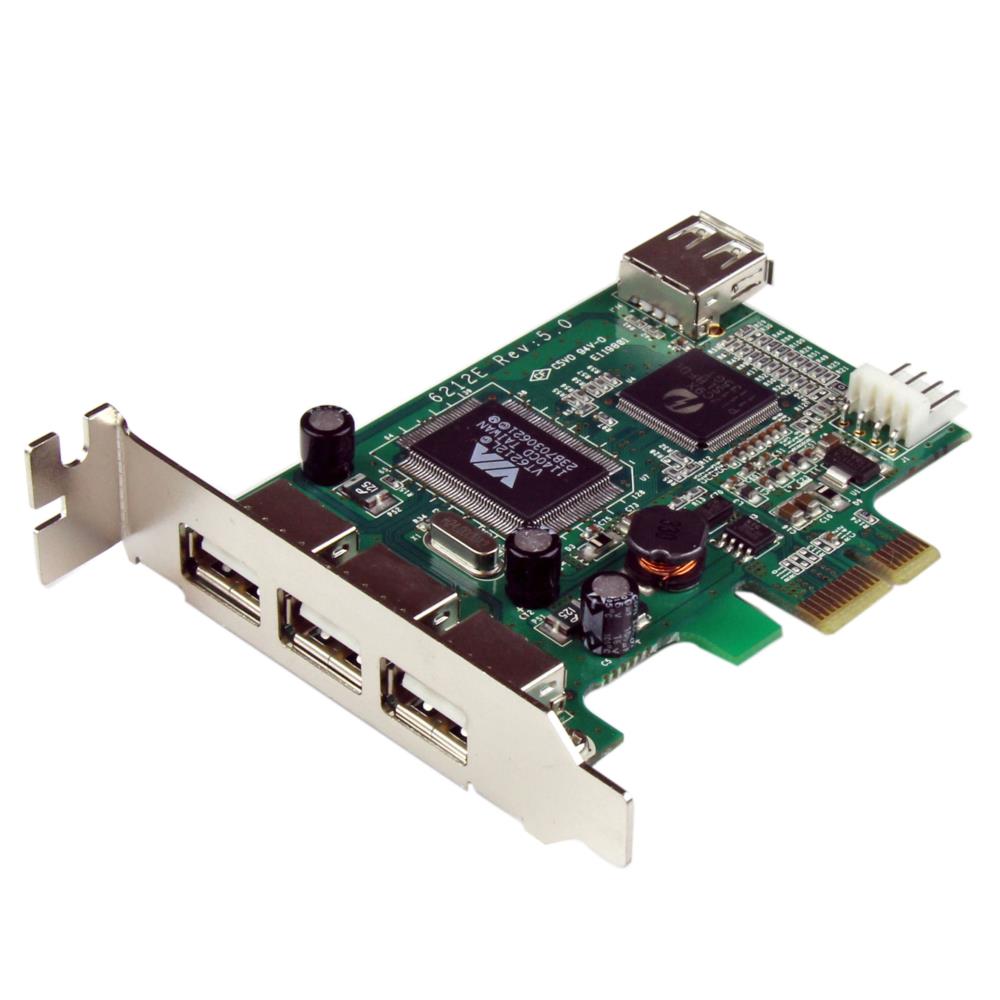 High Speed USB 2.0 4ポート増設PCI Expressカード ロープロファイル対応 外部ポート x3 / 内部ポート x1